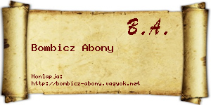 Bombicz Abony névjegykártya